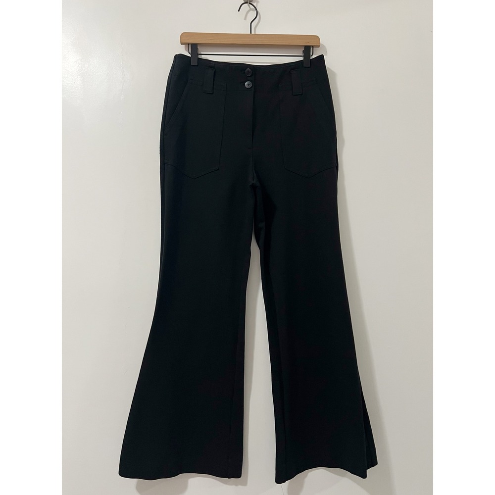 Maeve by Anthropologie Black High Waisted Flare Leg Pants Women's US 10 - Picture 8 of 14